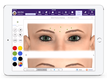 drawing botox injection points on 3d face in EMA Drawing Board
