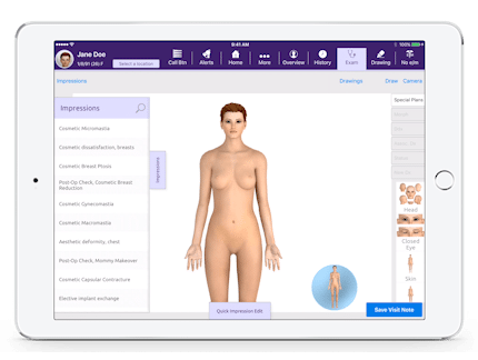 selecting impressions in EMA for plastic surgery on iPad