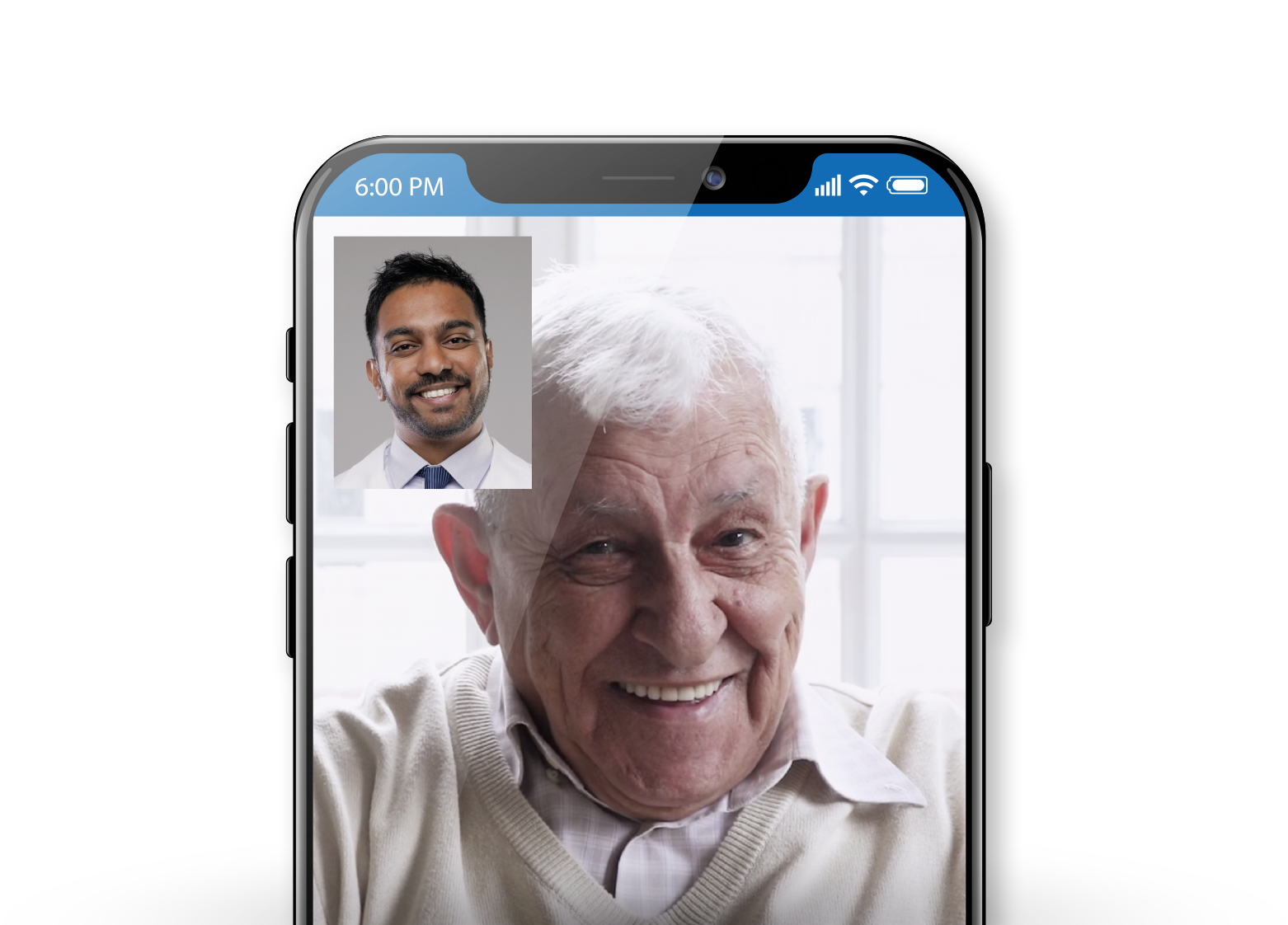 Patient and physician talking via video chat