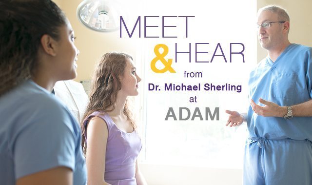 dermatologist Dr. Michael Sherling speaking with patients and medical assistant