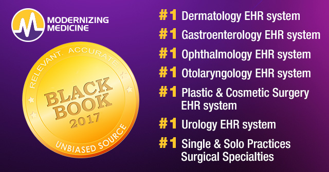 black book 2017 EHR rankings for modernizing medicine