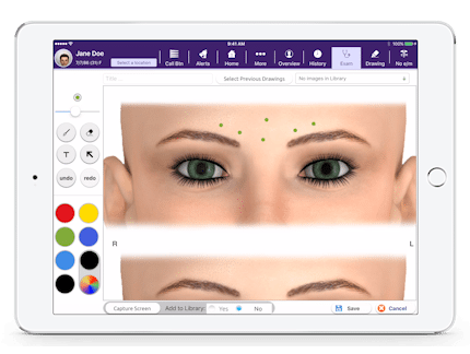 drawing botox injection points on 3d face in EMA Drawing Board