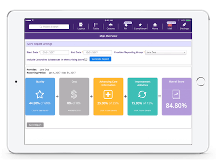 EMA MIPS scorecard on iPad