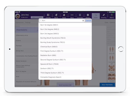 EMA suggesting ICD-10 codes for burn