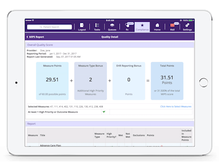 MIPS Quality category scorecard and measures in EMA