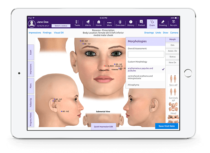 ipad with EMA EHR for dermatology