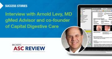 headshot of Dr. Arnold Levy and gastroenterology EHR image