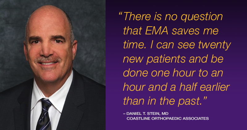 headshot of orthopedic surgeon Dr. Daniel Stein and quote about orthopedic EHR