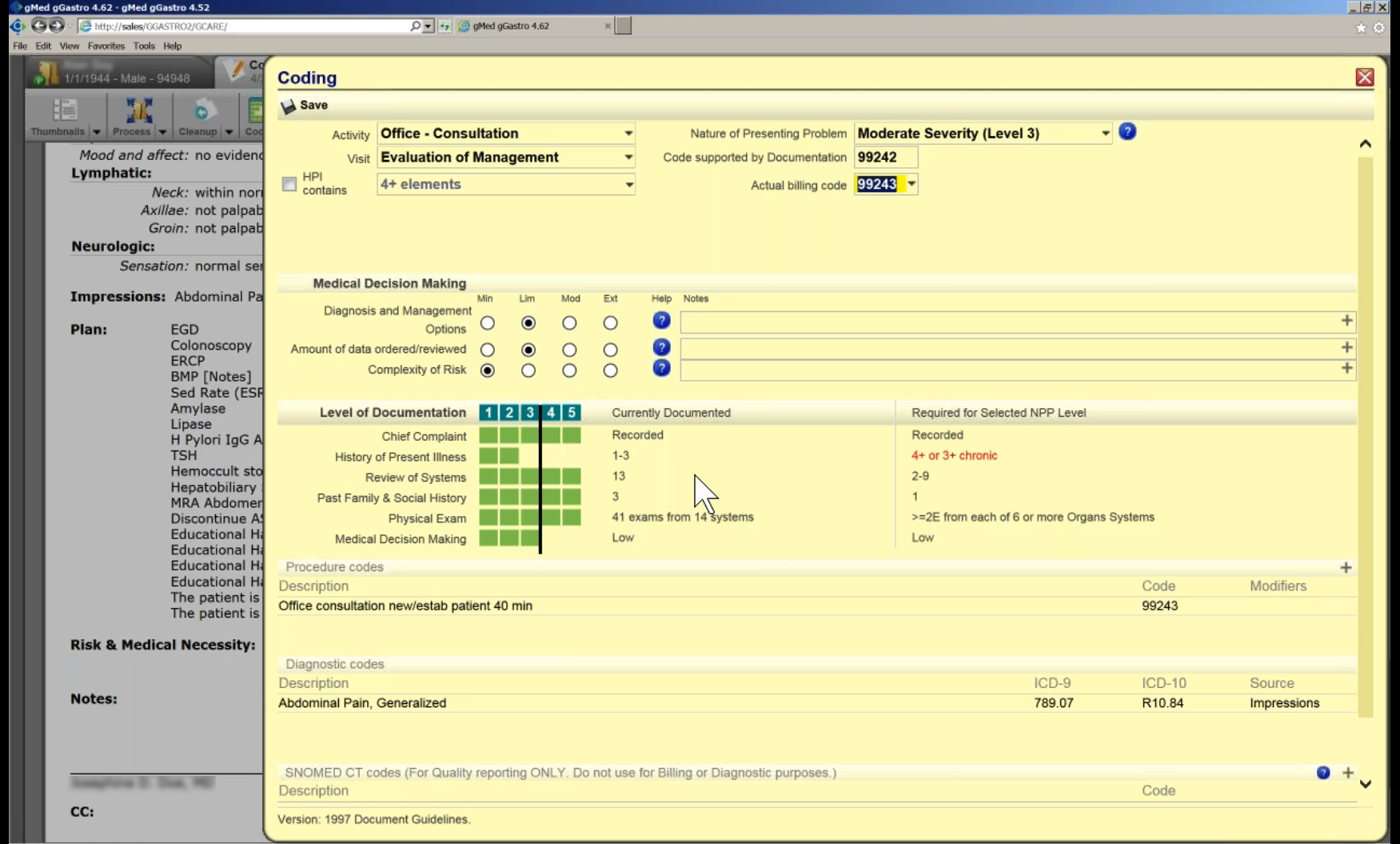Coding module advisor gastroenterology software