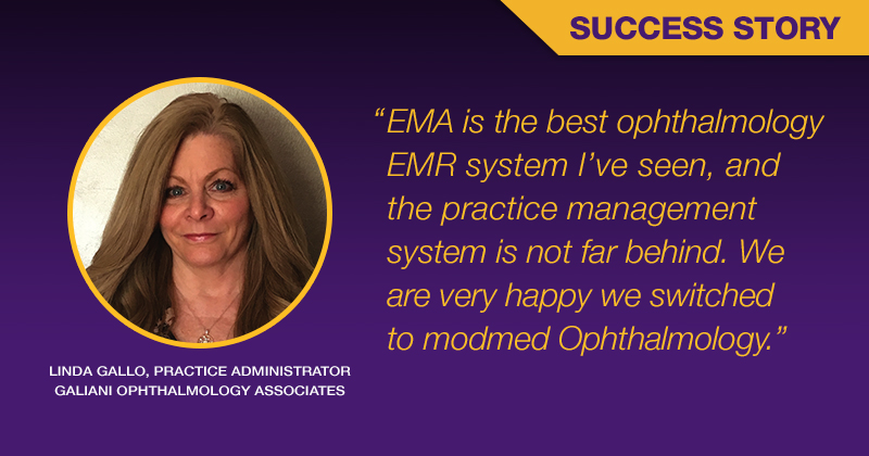 quote from Linda Gallo about ophthalmology EMR