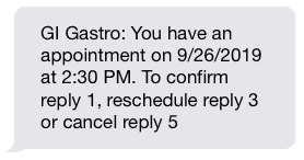 text message confirming gastroenterology appointment text message confirming gastroenterology appointment