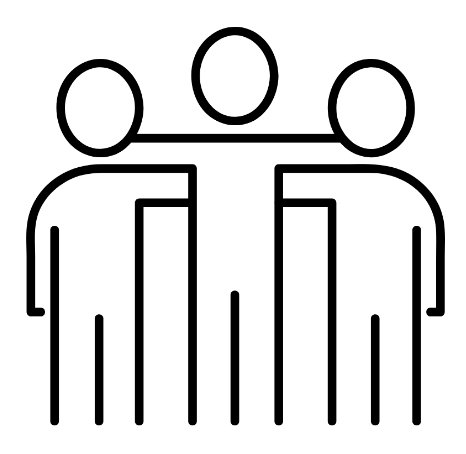 three illustrated people supporting one another