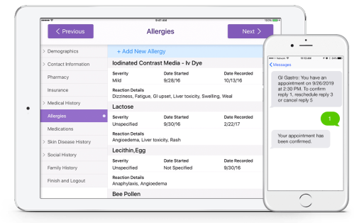 patient kiosk listing allergies on iPad and iPhone patient kiosk listing allergies on iPad and iPhone
