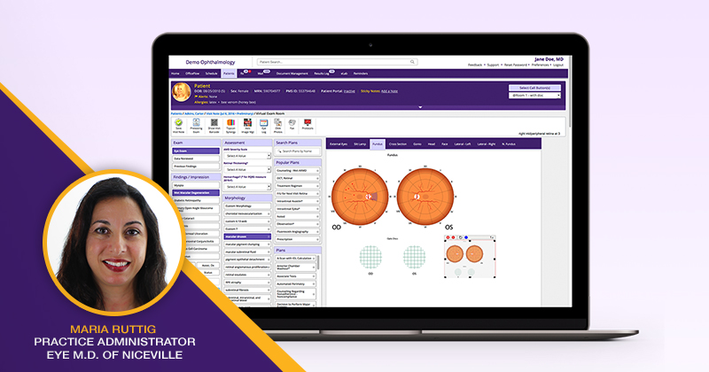 ophthalmology ehr on a laptop