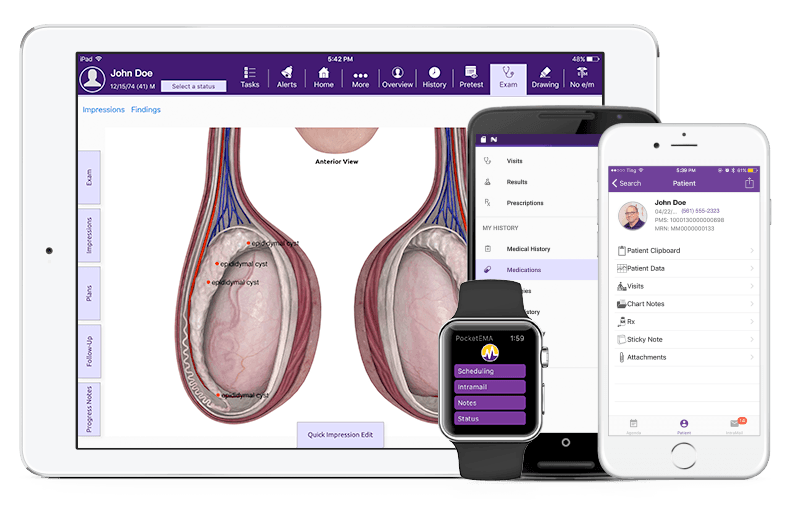 modmed Urology software suite on iPad, iPhone, Android phone, and Apple Watch modmed Urology software suite on iPad, iPhone, Android phone, and Apple Watch