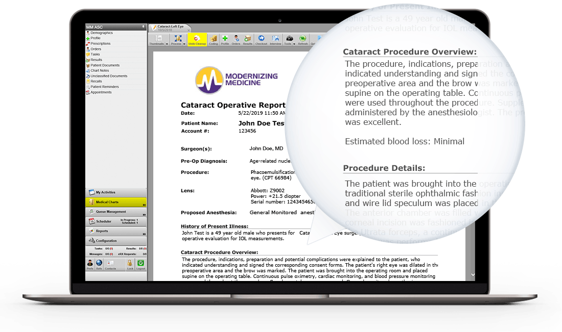 ipad with sample report