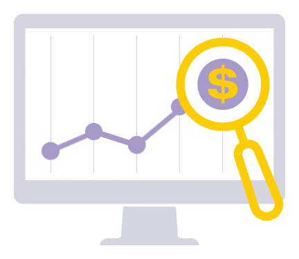 Computer screen with a line graph going up. Computer screen with a line graph going up.