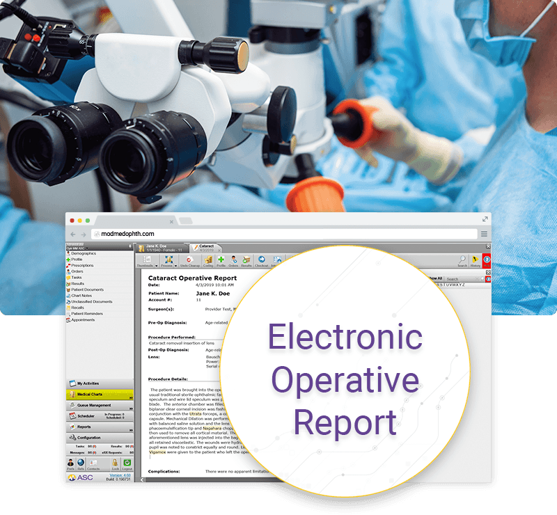 cataract operative report in ModMed ASC