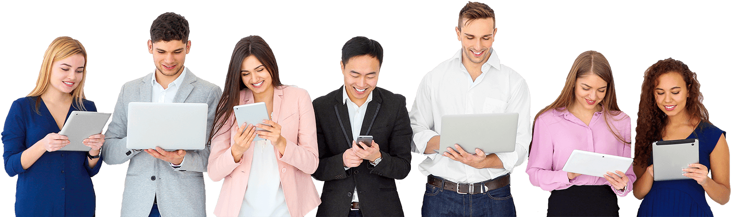 group of people holding laptop, tablets and phone group of people holding laptop, tablets and phone