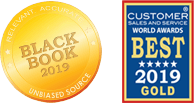 2019 blackbook badge and 2019 Customer Service Department of the Year (Gold Winner) – Customer Sales and Service World Award badge