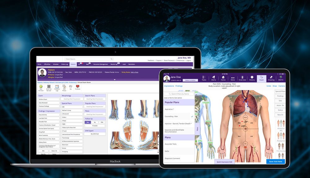 Medical images on a laptop and a tablet
