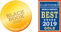 2020 blackbook badge and 2019 Customer Service Department of the Year (Gold Winner) – Customer Sales and Service World Award badge