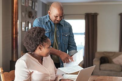 male on computer at home