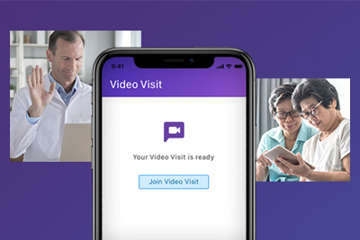 iphone showing ModMed telehealth iphone showing ModMed telehealth