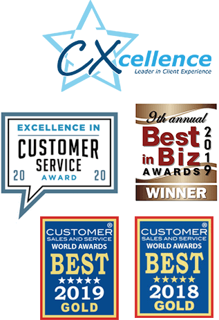 badges for 2020 CX-Cellence Award | 2020 Excellence in Customer Service Awards | Technology of the Year – Business Intelligence Group, 2019 Customer Service Department of the Year (Bronze) – Best in Biz Awards, 2019 Best Use of Technology in Customer Service (Gold) — Customer Sales and Service World Awards®, 2018 Customer Service Department of the Year (Gold) — Customer Sales and Service World Awards badges for 2020 CX-Cellence Award | 2020 Excellence in Customer Service Awards | Technology of the Year – Business Intelligence Group, 2019 Customer Service Department of the Year (Bronze) – Best in Biz Awards, 2019 Best Use of Technology in Customer Service (Gold) — Customer Sales and Service World Awards®, 2018 Customer Service Department of the Year (Gold) — Customer Sales and Service World Awards
