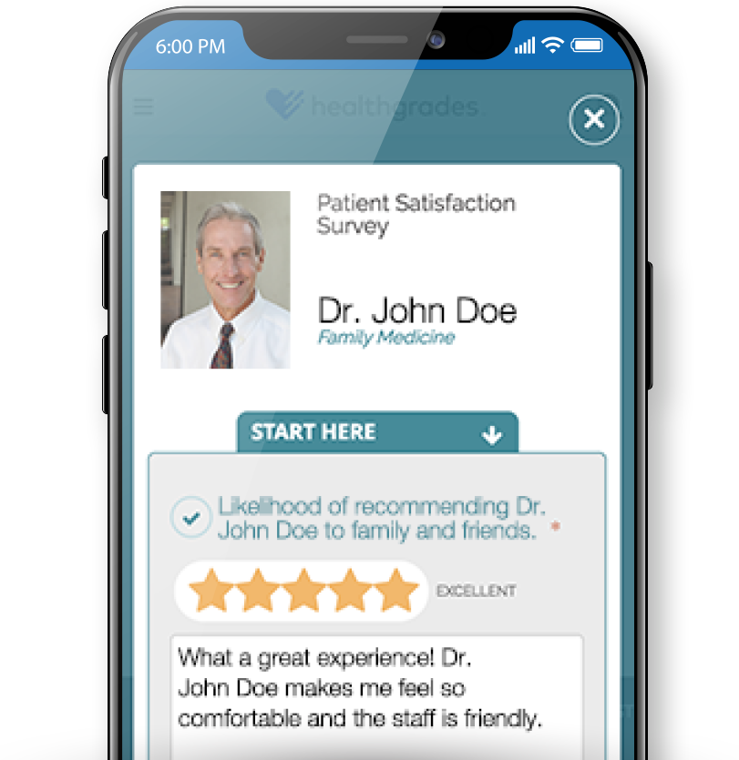 showing patient giving a 5 star review