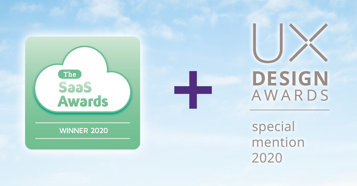 saas-award-logo-and-ux-design-award-logo-on-blue-cloud-background