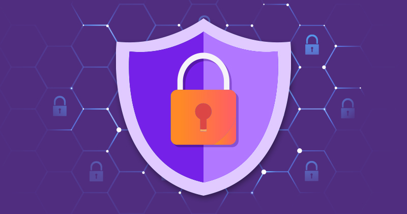 cybersecurity shield with padlock inside