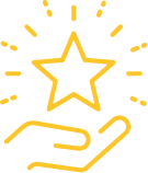 Icon with a hand holding a star