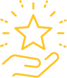 Icon with a hand holding a star Icon with a hand holding a star