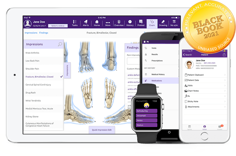 Our orthopedic EHR - available on desktop, iPad, Your Mobile Phone and Apple Watch