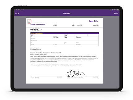 Consent Form Urology EHR Image Display