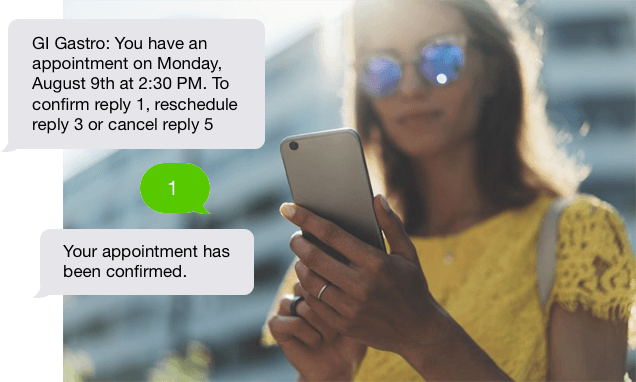 female getting text message