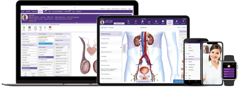 The ModMed Urology suite, which includes solutions for your desktop, mobile phone and Apple Watch.