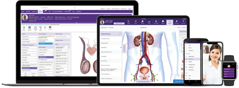 The ModMed Urology suite, which includes solutions for your desktop, mobile phone and Apple Watch. The ModMed Urology suite, which includes solutions for your desktop, mobile phone and Apple Watch.