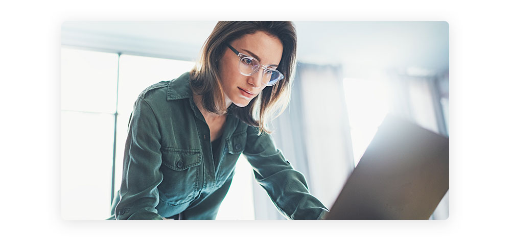 A woman checks for updates our team has made within practice management. A woman checks for updates our team has made within practice management.