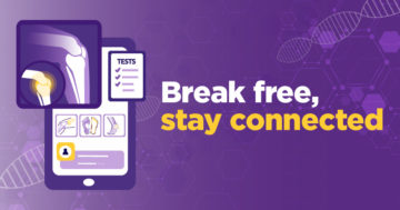 Orthopedics icons with the text, "Break free, stay connected"