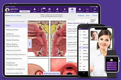 Images of Allergy EHR system of computer, tablet and phon