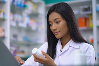 Woman in medical supply room