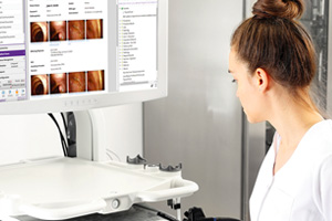female doctor using gGastro software female doctor using gGastro software
