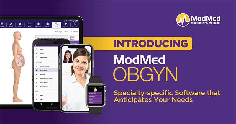 Image introducing ModMed OBGYN suite with electronic devices