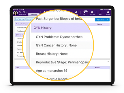 An image showing the patient’s GYN History