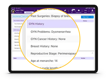 An image showing the patient’s GYN History