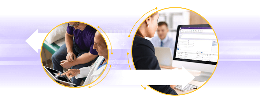 An image showing interoperability via an HL7 connection. An image showing interoperability via an HL7 connection.