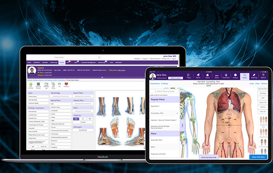 Medical images on a laptop and a tablet