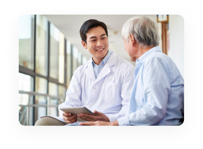 Physician and patient in a face-to-face conversation 
